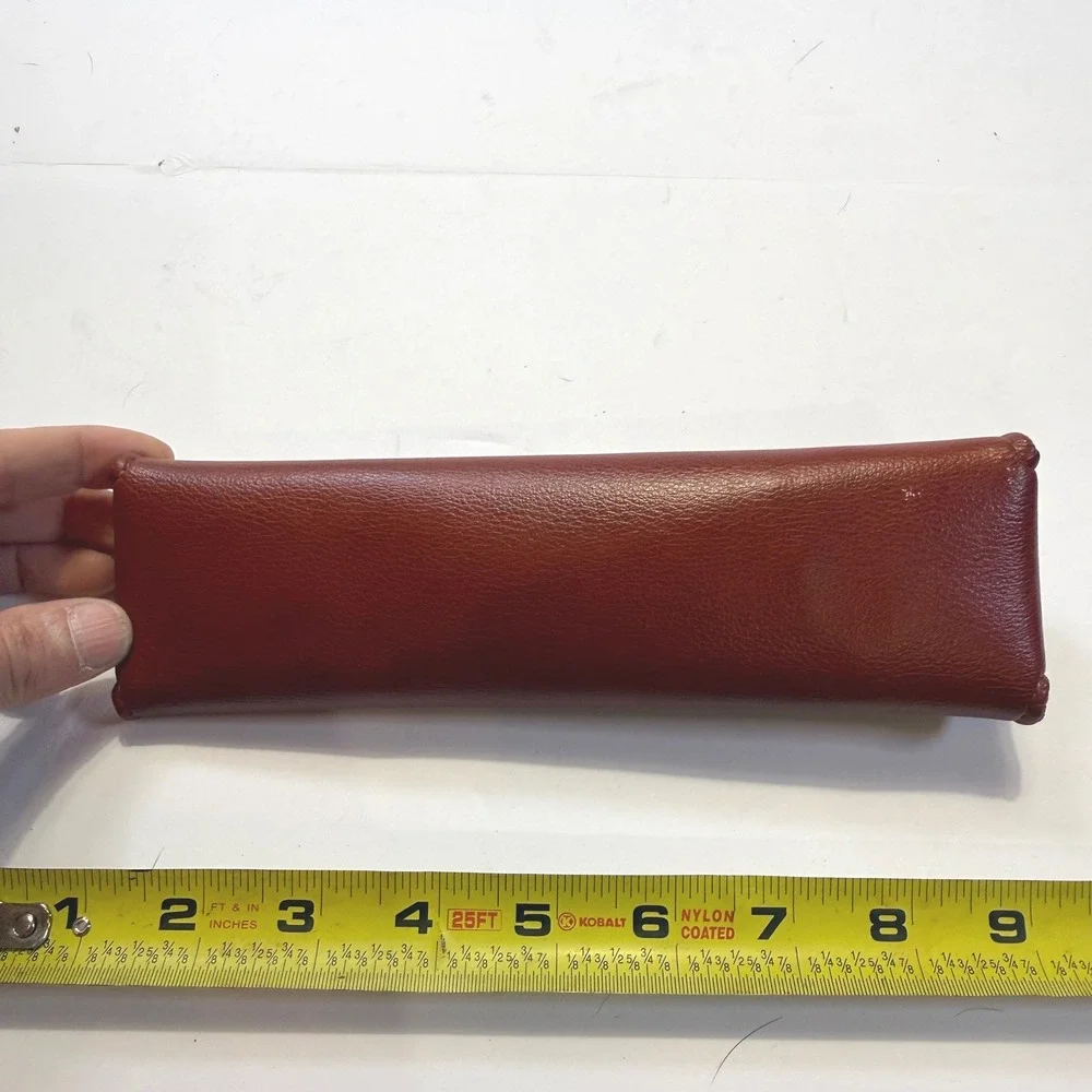 Baylor Vintage Watch Travel Roll Pouch Burgundy Faux Leather Velvet Lined Snap